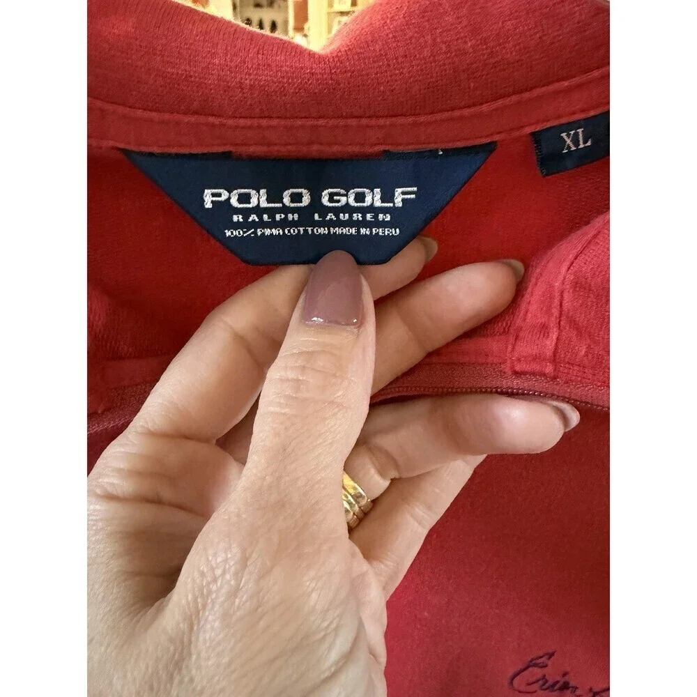 Polo Golf Ralph Lauren Erin Hills Half Zip Pullover XL Red Cotton Pockets